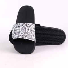 Dép quai ngang da bò Xé dán Bandana Trắng HISHOO U115