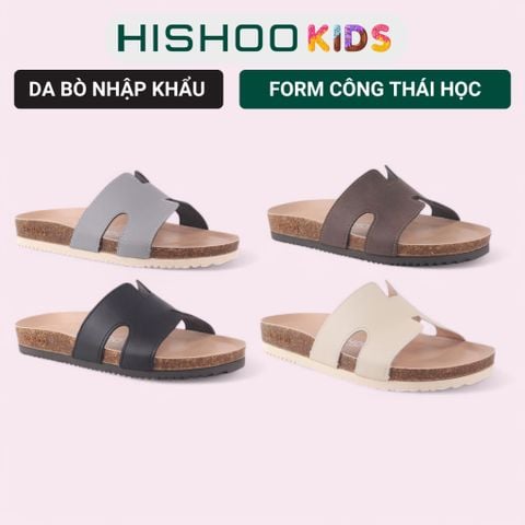 Dép đế trấu birken bé trai bé gái chữ H premium HISHOO B095