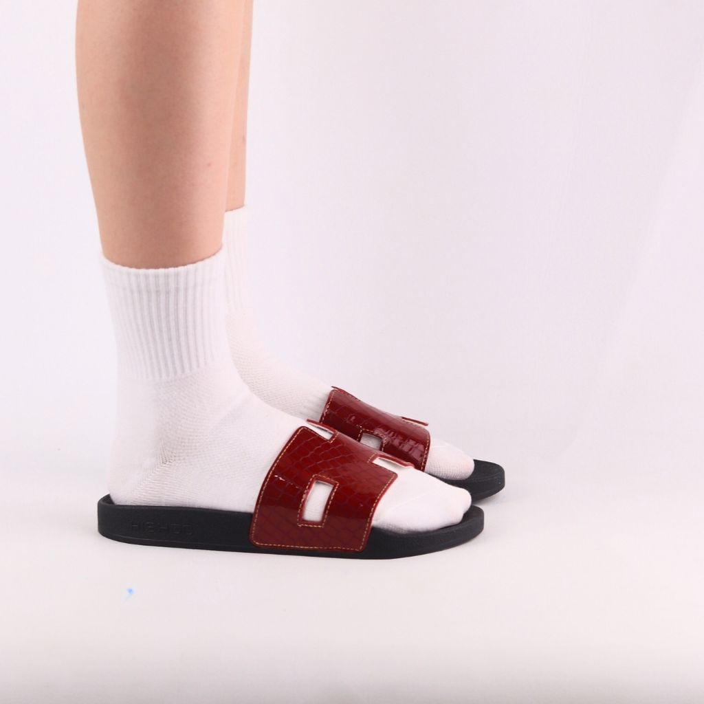 Dép quai ngang Đỏ Vẩy Rồng CHỮ H HISHOO U114