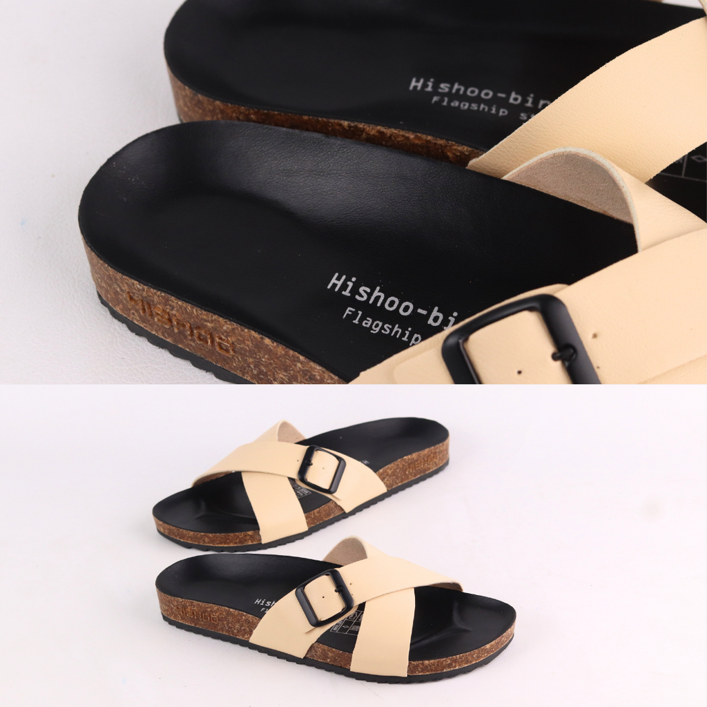 Dép đế trấu birken quai ngang chéo [CÓ KHOÁ] HISHOO S096