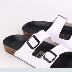 Dép đế trấu birken quai ngang 2 khoá MẶT ĐEN HISHOO S093