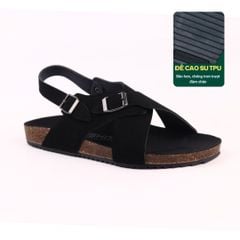 Dép đế trấu Sandal birken quai ngang da lộn HISHOO R101