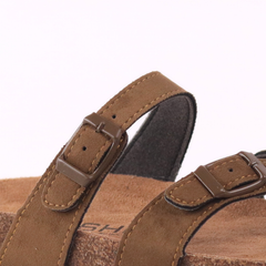 Dép đế trấu birken quai ngang xỏ ngón da lộn premium HISHOO H098