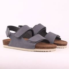 Dép đế trấu birken quai ngang sandal xé dán da lộn premium HISHOO H110