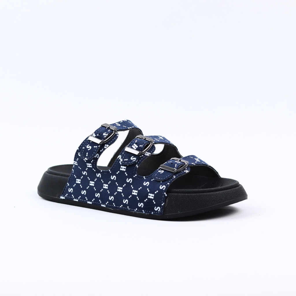 Dép quai ngang 3 khoá Monogram HISHOO S130