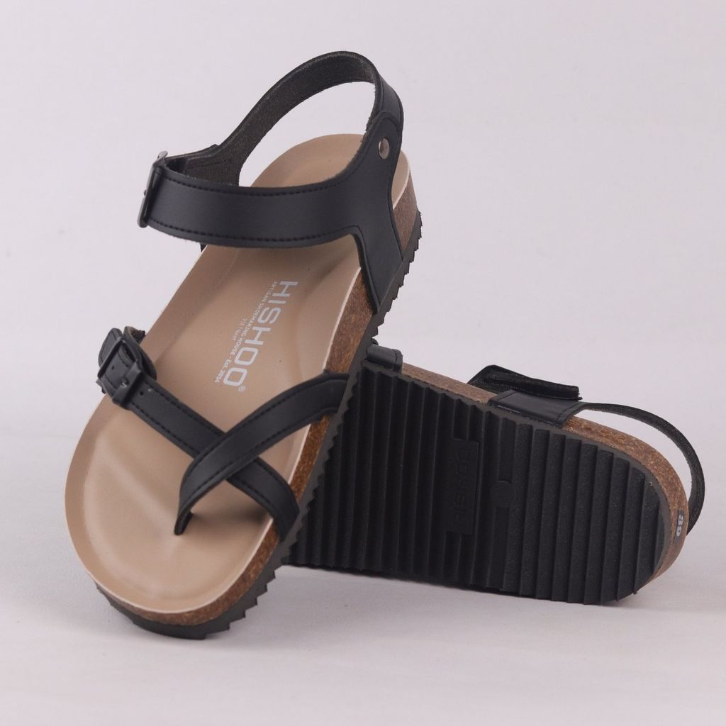 Dép đế trấu birken sandal quai ngang xỏ ngón premium HISHOO B118