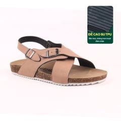 Dép đế trấu Sandal birken quai ngang da lộn HISHOO R101