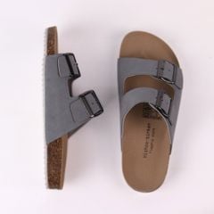 Dép đế trấu birken quai ngang 2 khoá da lộn HISHOO R093