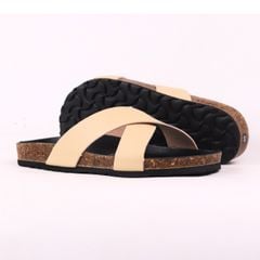 Dép đế trấu birken quai ngang chéo MẶT ĐEN HISHOO S096