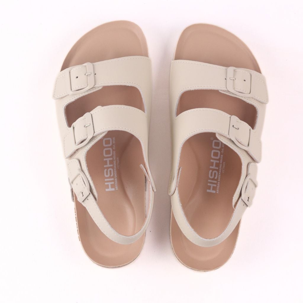 Dép đế trấu sandal birken quai ngang 2 khoá premium HISHOO B102