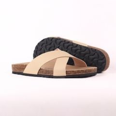 Dép đế trấu birken quai ngang chéo MẶT ĐEN HISHOO S096