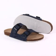 Dép đế trấu birken quai ngang 2 khoá da lộn HISHOO R093