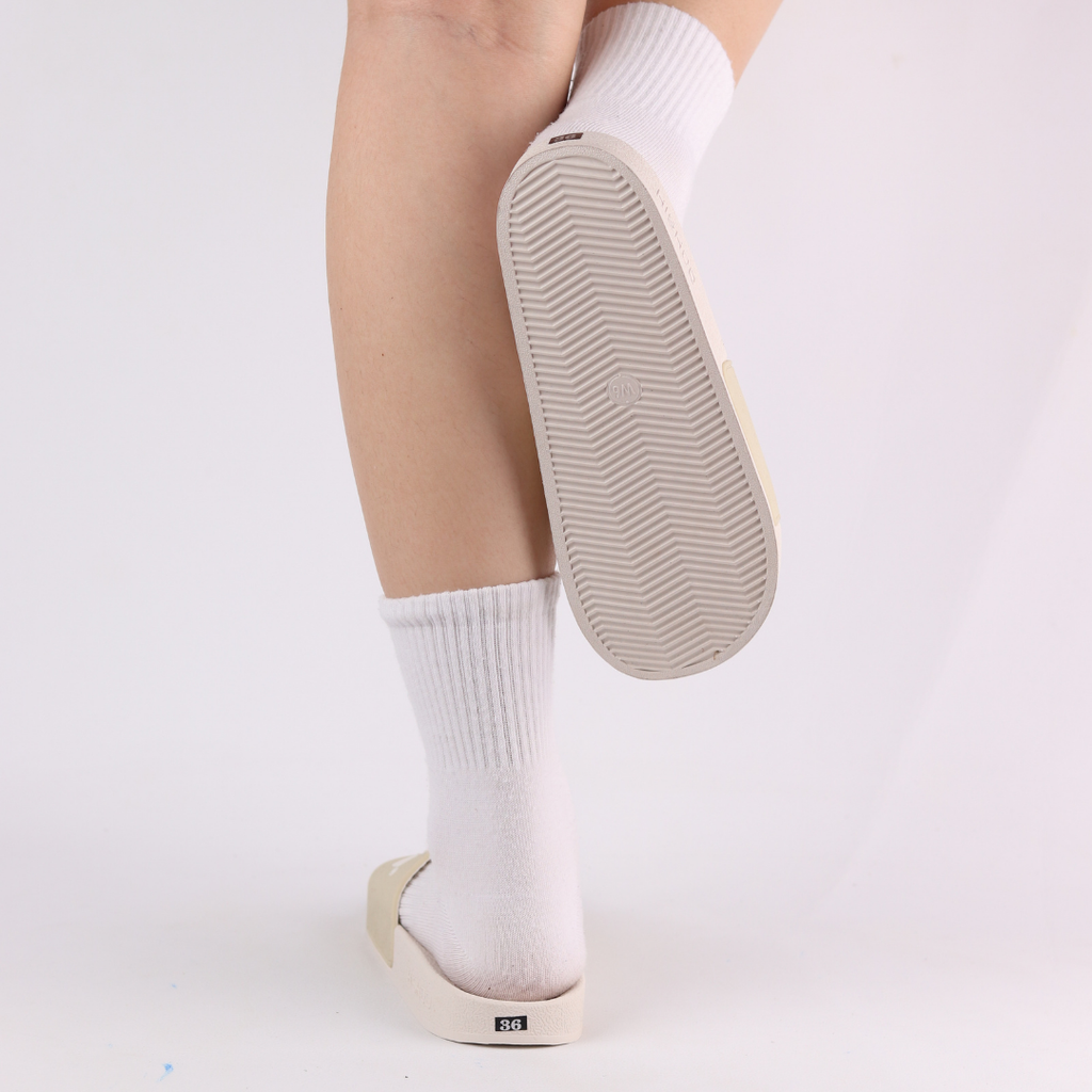 Dép quai ngang quai nhựa Kem HISHOO N112