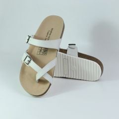 Dép đế trấu birken quai ngang xỏ ngón MẶT ĐEN da bò HISHOO M098