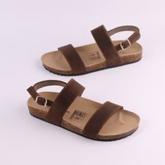 Dép đế trấu Sandal birken quai ngang da bò HISHOO M050