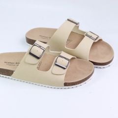 Dép đế trấu birken quai ngang 2 khoá MẶT ĐEN HISHOO S093