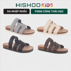 Dép đế trấu birken bé trai bé gái Chữ H Sandal quai ngang bản premium HISHOO B104