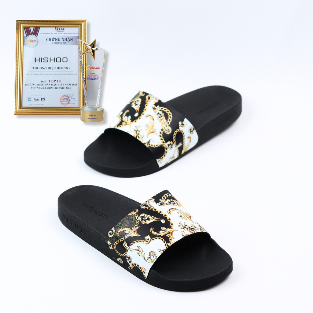 Dép quai ngang da bò In Hình Họa Tiết Phục Hưng HISHOO U113