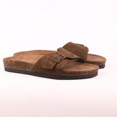 Dép đế trấu birken 1 khoá da lộn premium HISHOO H113