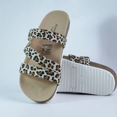 Dép đế trấu birken 3 quai ngang vải canvas HISHOO S112