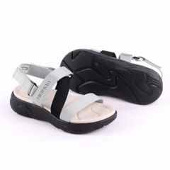 Giày Đi Học Sandal Đế Đen Mặt Trắng Quai Dù HISHOO F003