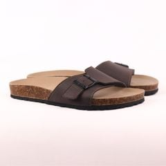 Dép đế trấu birken quai ngang 1 khoá da bò HISHOO M113