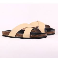 Dép đế trấu birken quai ngang chéo MẶT ĐEN HISHOO S096