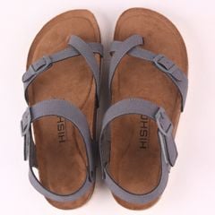Dép đế trấu birken quai ngang sandal xỏ ngón da lộn premium HISHOO H118