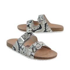 Dép đế trấu birken quai ngang 2 khoá Da hiếm HISHOO M093