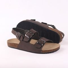 Dép đế trấu Sandal birken quai ngang 2 khoá da bò HISHOO M102