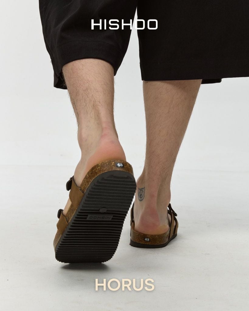 Dép đế trấu birken quai ngang xỏ ngón da lộn premium HISHOO H098