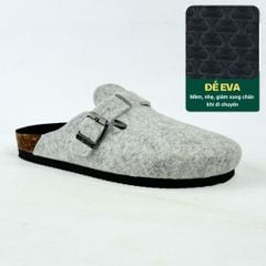 Dép đế trấu sục Boston quai ngang vải dạ HISHOO R109