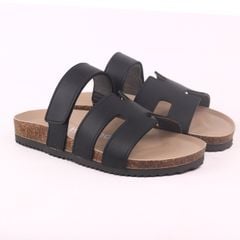 Dép đế trấu birken Chữ H Sandal quai ngang bản premium HISHOO B104