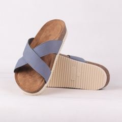 Dép đế trấu birken quai ngang chéo da lộn premium HISHOO H096