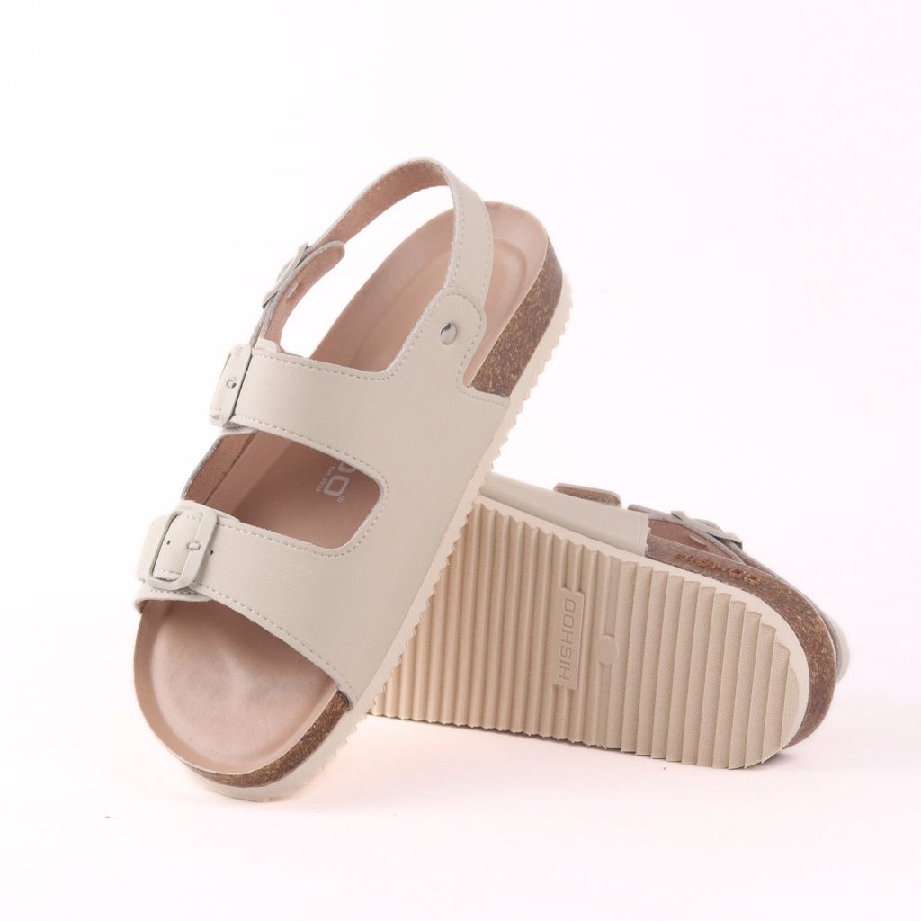 Dép đế trấu sandal birken quai ngang 2 khoá premium HISHOO B102