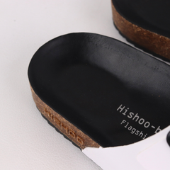 Dép đế trấu birken quai ngang 2 khoá MẶT ĐEN HISHOO S093