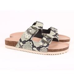 Dép đế trấu birken 2 khoá Xanh Vân Rắn premium HISHOO B093