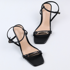 Giày Cao gót Sandal Nữ quai mảnh 7cm Hishoo  S084