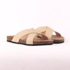 Dép đế trấu birken quai ngang chéo MẶT ĐEN HISHOO S096