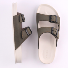 Dép quai ngang Da Nubuck 2 Khoá HISHOO D111