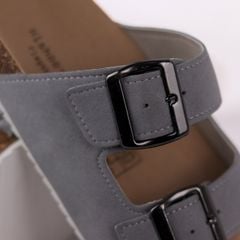 Dép đế trấu birken quai ngang 2 khoá da lộn HISHOO R093
