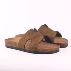 Dép đế trấu birken Chữ H da lộn premium HISHOO H095