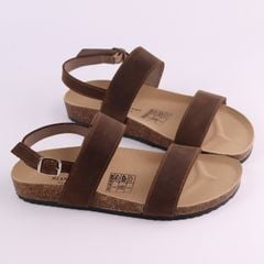 Dép đế trấu Sandal birken quai ngang da bò HISHOO M050
