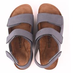 Dép đế trấu birken quai ngang sandal xé dán da lộn premium HISHOO H110