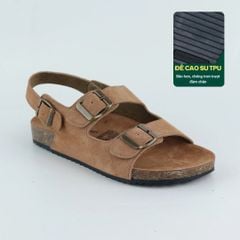 Dép đế trấu Sandal birken 2 khoá da lộn HISHOO R102