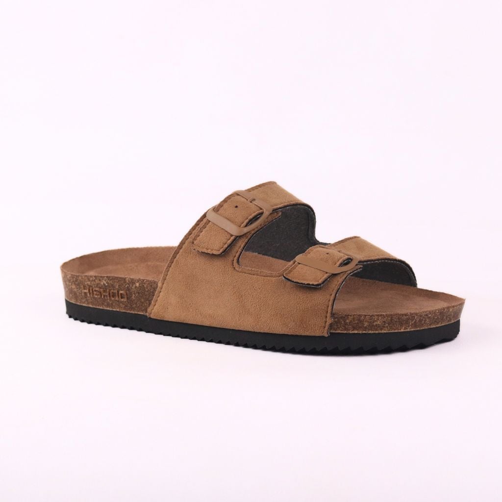 Dép đế trấu birken 2 khoá da lộn premium HISHOO H093