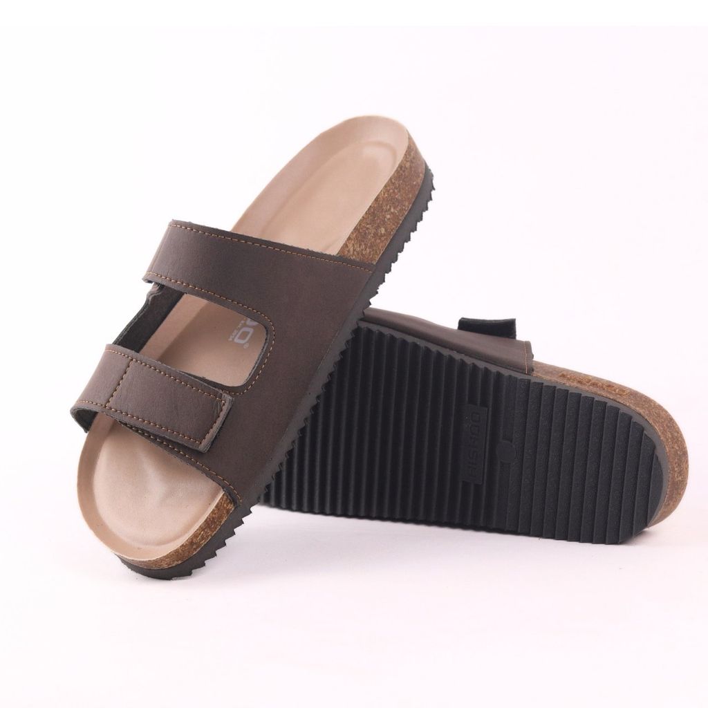Dép đế trấu birken quai ngang xé dán premium HISHOO B105