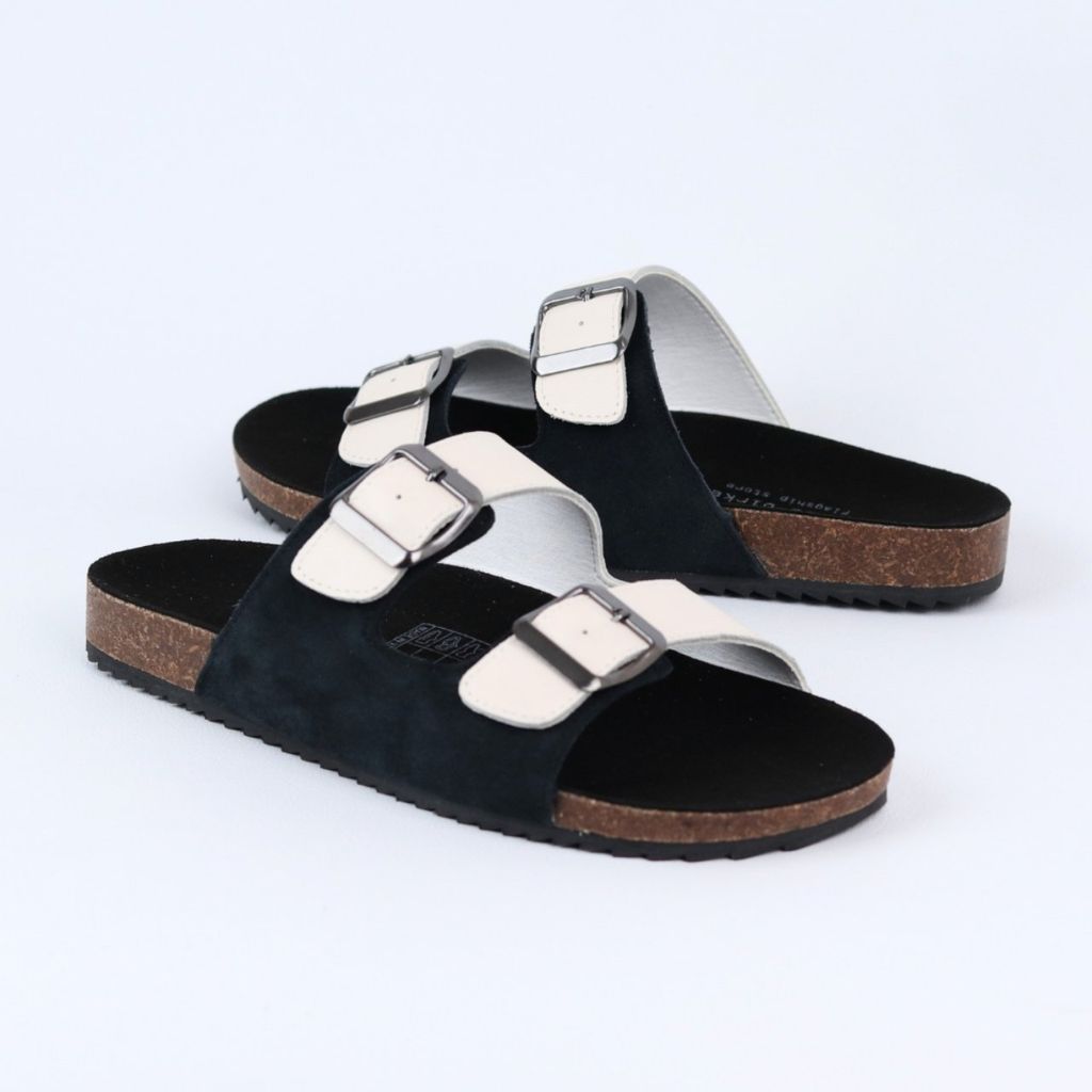 Dép đế trấu birken Da hiếm 2 khoá Hishoo M107