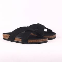 Dép đế trấu birken quai ngang chéo da lộn HISHOO R096
