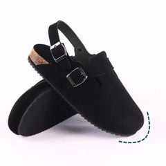 Dép đế trấu Sandal sục Boston Sandal quai ngang da lộn HISHOO R111